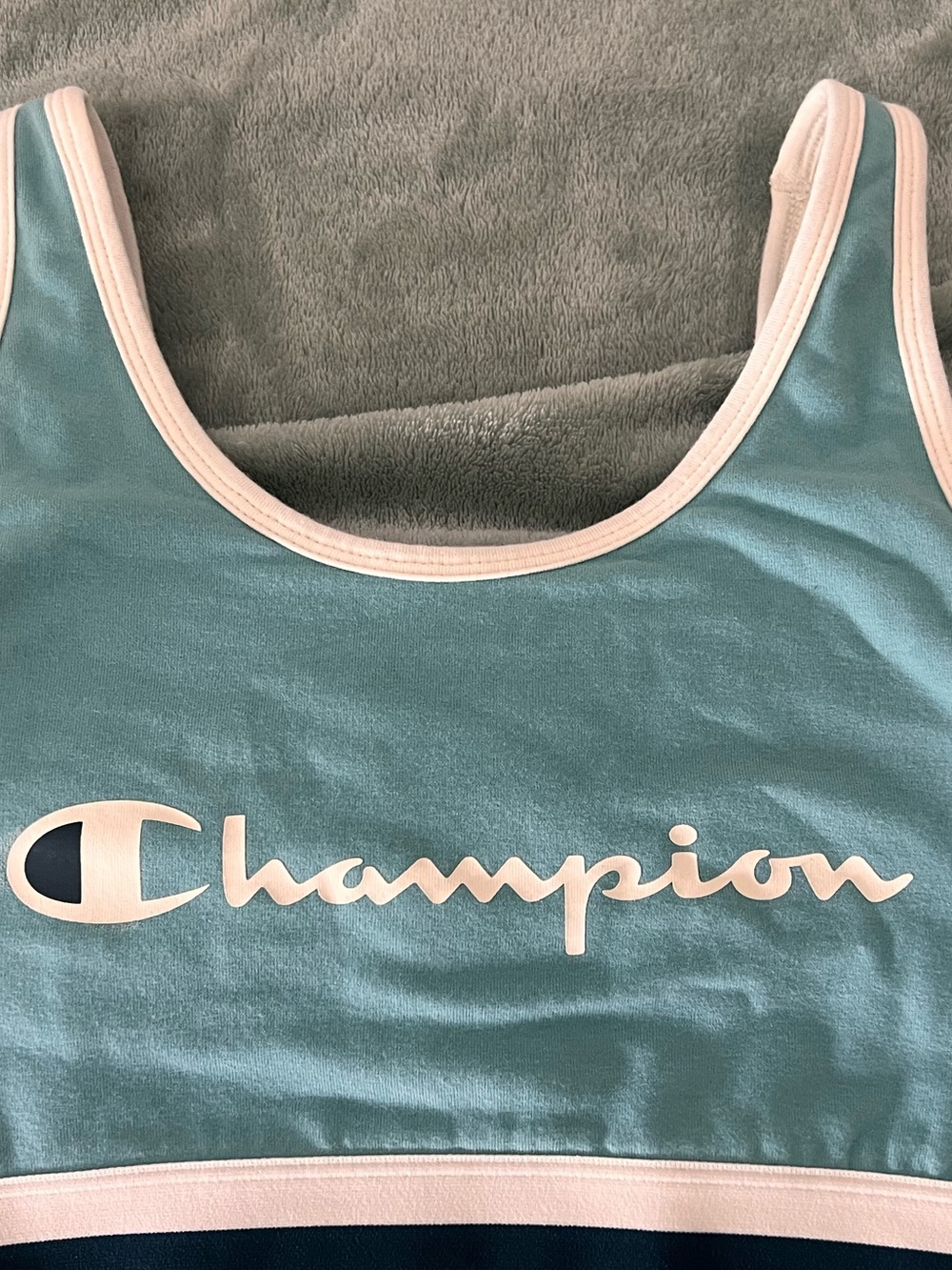 Champion Teal and White Logo Sports Bra